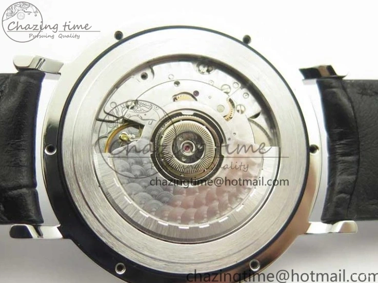 MIROTIME 0420 Fashionable Portofino Automatic SS TWF 1:1 Best Edition Silver Dial SS Markers on Black Leather Strap A 7200